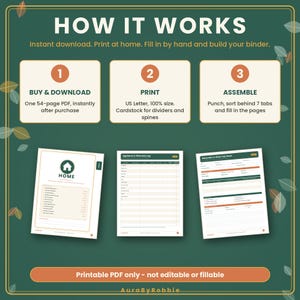 Carpeta para el hogar imprimible / Carpeta de organización familiar / Kit de planificación del hogar / Gestión del hogar / Lista de verificación para mudanzas / Carpeta de emergencia imagen 4