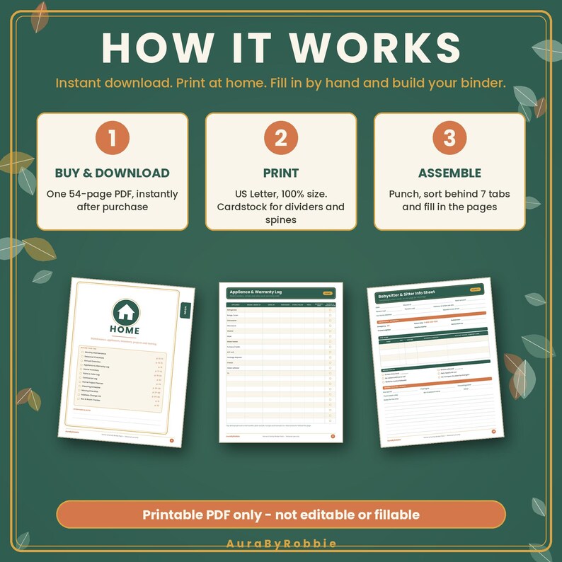 Carpeta para el hogar imprimible / Carpeta de organización familiar / Kit de planificación del hogar / Gestión del hogar / Lista de verificación para mudanzas / Carpeta de emergencia imagen 4