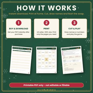 Kit para imprimir de Amigo Secreto, Troca de Presentes Elefante Branco, Cartões para Sorteio de Nomes, Jogos para Festa de Natal no Escritório, Bingo de Troca de Presentes em PDF imagem 4