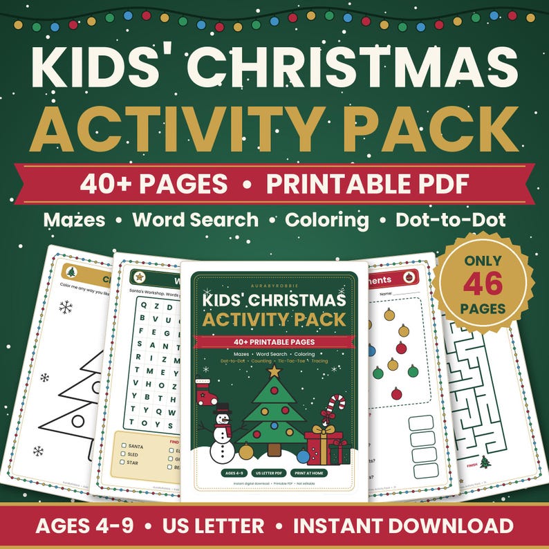 Christmas Printable Bundle, 105 Pages: Holiday Planner, Party Games, Kids Activities & Santa Mail Labels PDF immagine 4
