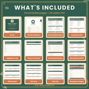 Carpeta para el hogar imprimible / Carpeta de organización familiar / Kit de planificación del hogar / Gestión del hogar / Lista de verificación para mudanzas / Carpeta de emergencia imagen 2