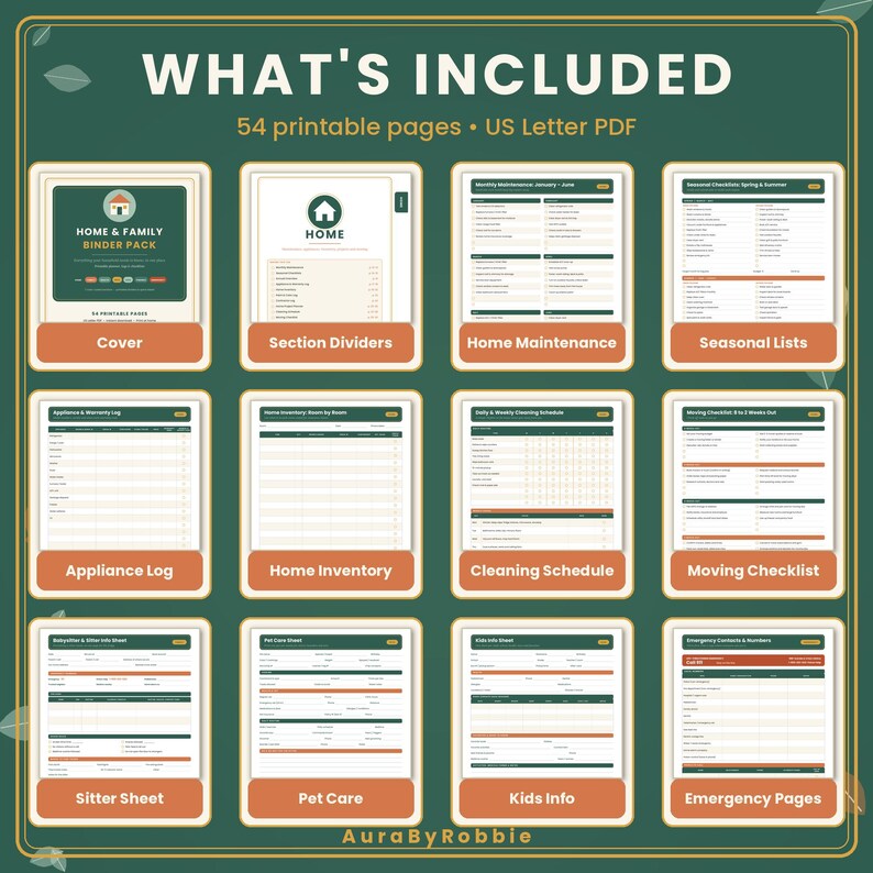 Carpeta para el hogar imprimible / Carpeta de organización familiar / Kit de planificación del hogar / Gestión del hogar / Lista de verificación para mudanzas / Carpeta de emergencia imagen 2