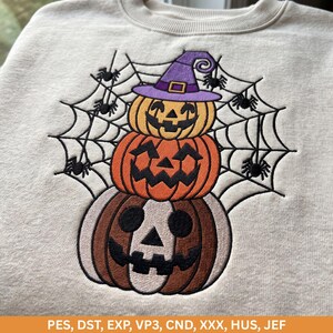 Stacked Pumpkins Embroidery Design, Pumpkin Wreath Machine Embroidery, Spooky Season Fall Applique, Halloween Embroidery PES DST File