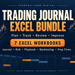 Trading Journal Excel Bundle: Trade Tracker, Risk Calculator, Backtesting, Playbook & Prop Firm Payout Tracker