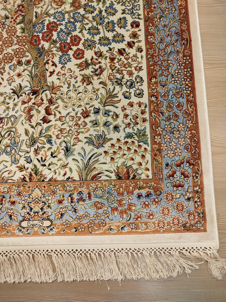 Turkish Rug Small Silk Bamboo Oriental Turkish Small Cream Area Rug (3x4 Ft) - Etsy