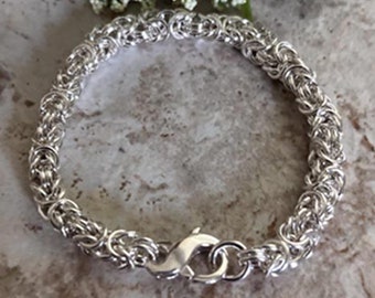 Thin Sterling Silver Byzantine Chain Bracelet