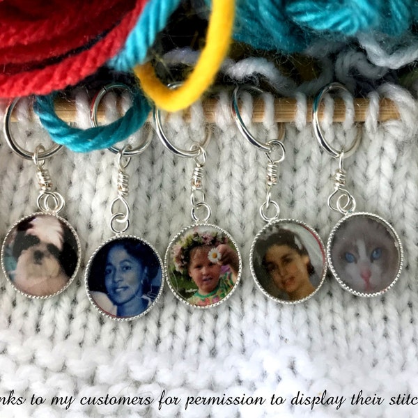 Personal Photo Knit Stitch Markers are great accessory knitting gifts for women sisters men for Christmas Birthday Valentine or any occasion