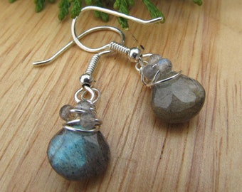 Labradorite Teardrop Dangle Earrings for great everyday look.