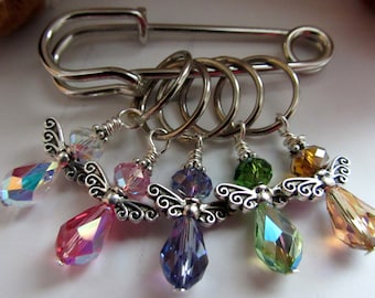 Snag Free Angel Stitch Markers, Cubic Zirconia Angel Knit Stitch Markers, Knitting Tools, Knitting Gifts