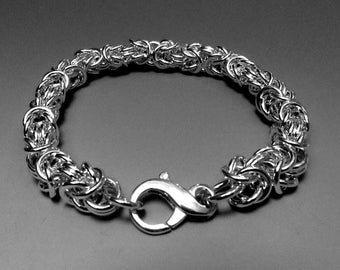 Sterling Silver Byzantine Thick Chainmaille Bracelet