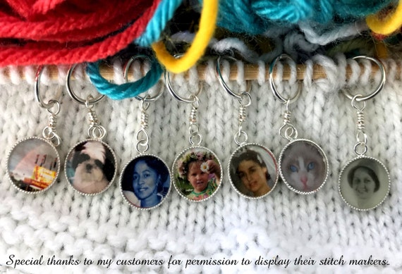 Personalized Photo Stitch Markers: Sterling Silver Knitting Gifts