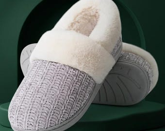 Fuzzy Slippers Women | Slippers Men | Slippers for Wedding | Fuzzy Slippers | Fluffy Slippers | Slippers with Soles | Cozy Memory Foam