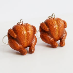 Turkey Earrings - Miniature Food Jewelry - Thanksgiving Holiday - Fall Season - Christmas - Funny Gag Gift - Resin Jewelry - Novelty Gifts