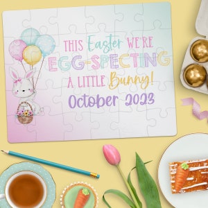 Personalized Easter Pregnancy Announcement Puzzle - Baby Reveal - Custom Jigsaw Puzzle - Having A Baby - Expecting Parents - Spring Reveal