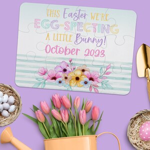 Personalized Easter Pregnancy Announcement Puzzle - Baby Reveal - Custom Jigsaw Puzzle - Having A Baby - Expecting Parents - Spring Reveal