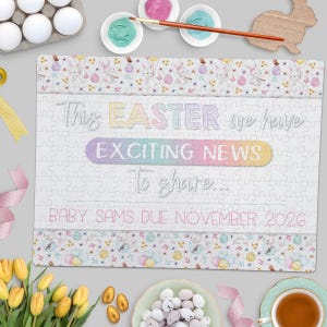 Personalized Easter Pregnancy Announcement Puzzle - Pregnancy Reveal - Baby Announcement - Having A Baby - Expecting Parents - Spring Reveal