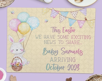 Personalized Easter Pregnancy Announcement Puzzle - Baby Reveal - Custom Jigsaw Puzzle - Having A Baby - Expecting Parents - Spring Reveal