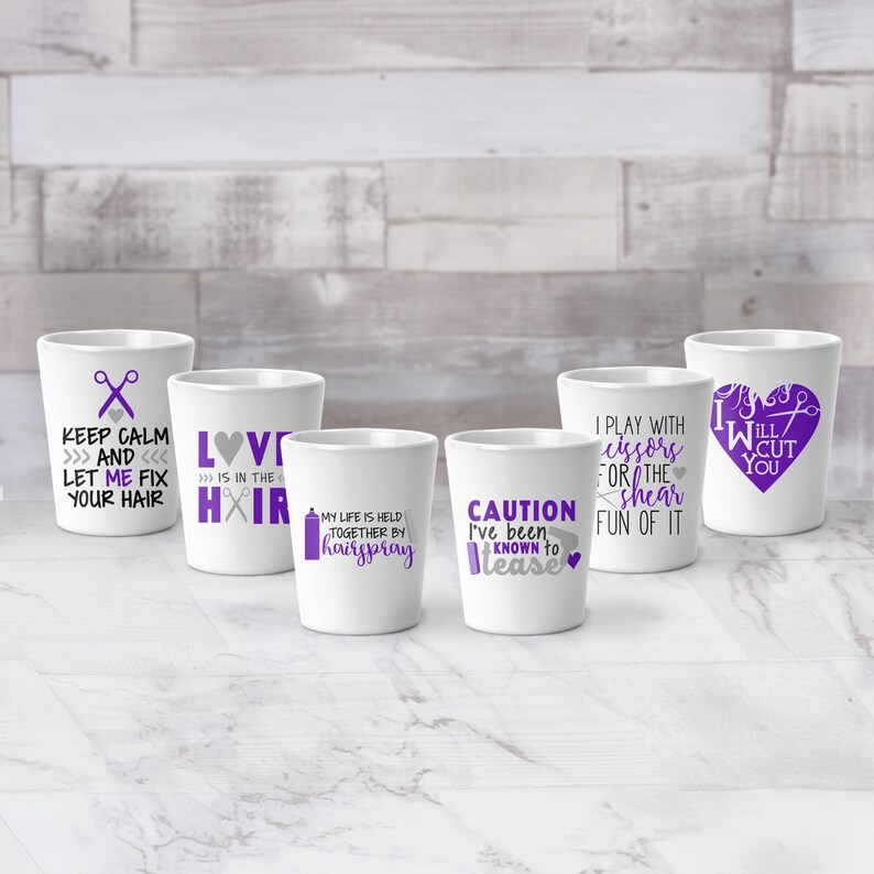 Hair Stylist Cosmetology Shot Glass Party 6 Pack Cosmetology Etsy