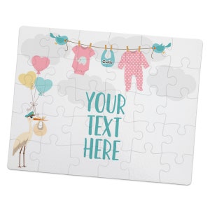 Create Your Own Puzzle Personalized Pregnancy Announcement Surprise Baby Reveal Custom Jigsaw Puzzle Stork Design CYOP0258 image 1