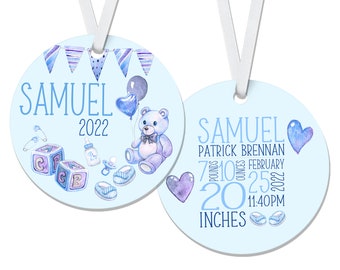 Personalized Birth Stats Christmas Ornament - Gifts For New Parents - Newborn - Baby Boy - Custom Keepsake Tree Ornament - 2022