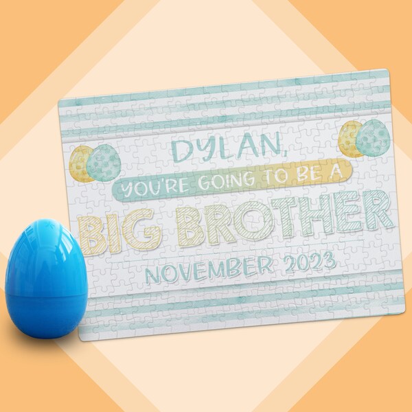 Personalized Easter Big Brother Pregnancy Announcement Puzzle - Baby Reveal - Custom Puzzle - Going To Be A Sibling - With Egg - Spring