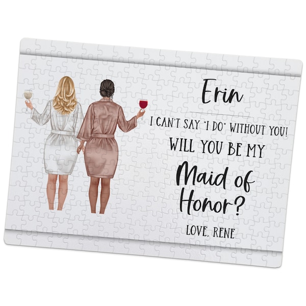 Personalized Asking Maid Of Honor Puzzle - Bridal Party Proposal - Wedding Announcement Ideas - Custom Girls In Robes - Surprise