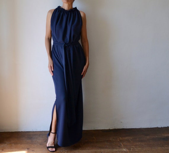 chinese dress ladies Black Turtleneck Maxi Dress