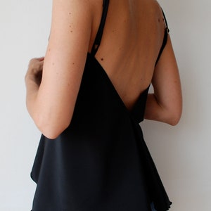 Black backless camisole tank top. Backless top. Boho singlet tank top. One size. image 2