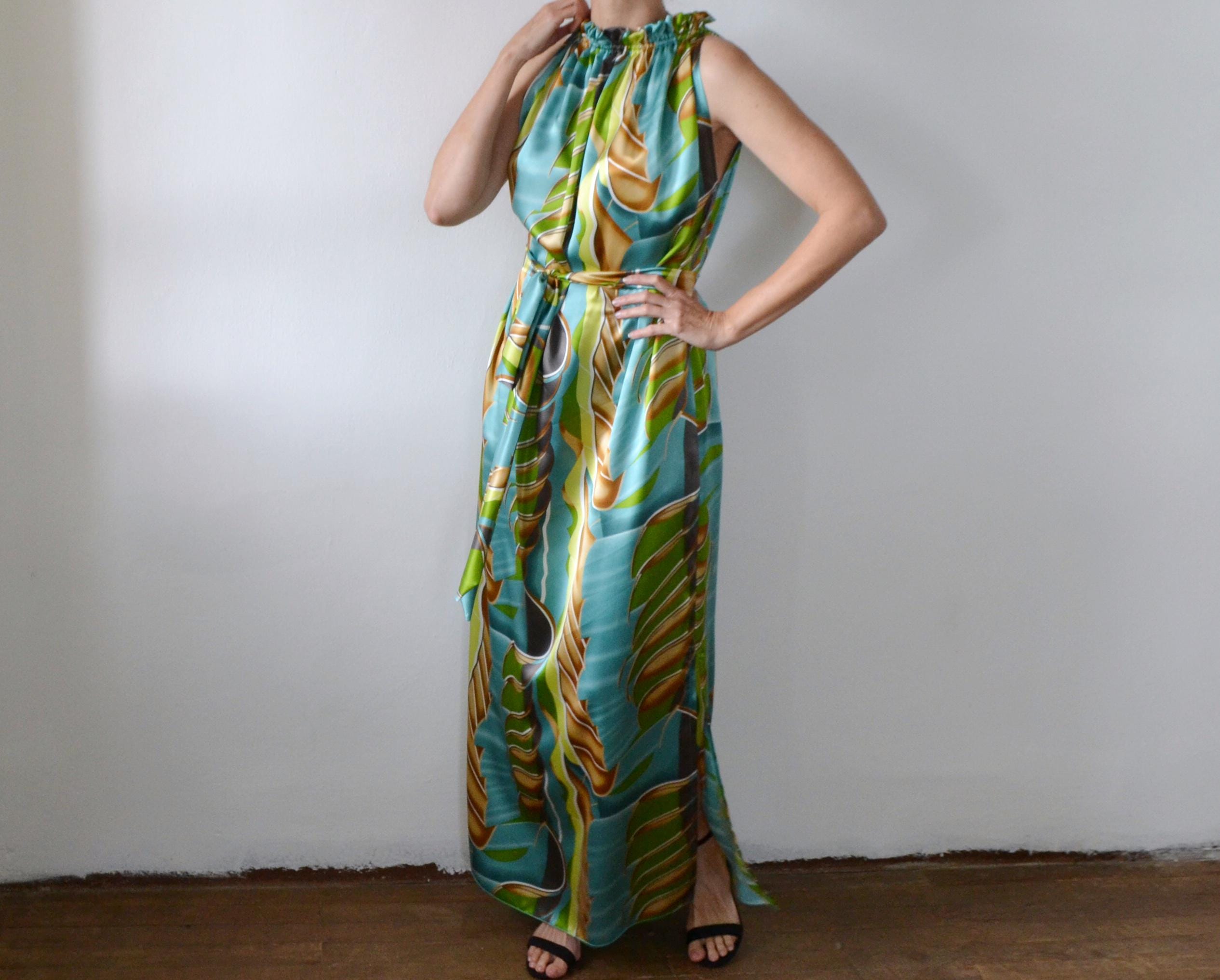Pure silk evening dress, long sleeveless formal dress, silk maxidress, wedding guest dress, gift for her, formal occasion