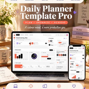 Daily Planner Template Pro | Habit Tracker & Goal Tracker | Offline Digital Planner, To Do List, Weekly Review, ADHD Productivity App