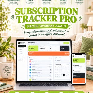 Software de rastreamento de assinaturas | Aplicativo para pagamentos recorrentes, rastreador de testes gratuitos e renovações, organizador de contas, download HTML offline