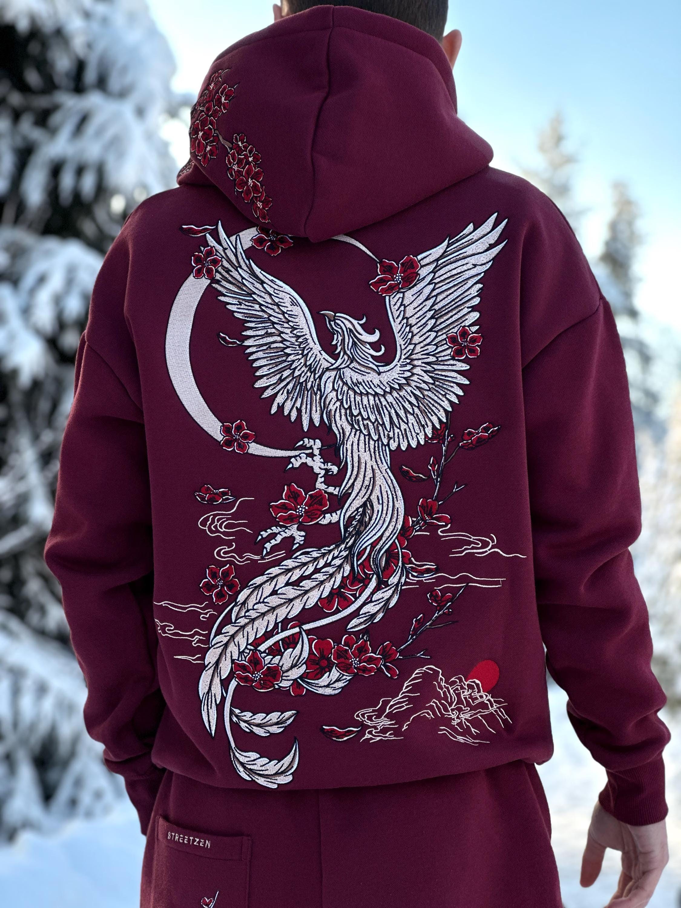 Phoenix Embroidered Hoodie - Etsy