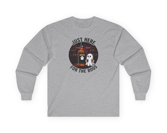 Just Here For The Boos Long Sleeve Tee | Halloween Ghost Bar Design