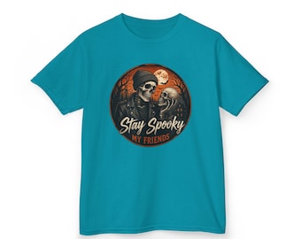 Stay Spooky Skeleton Friends Kids T-Shirt | Halloween Skull Design