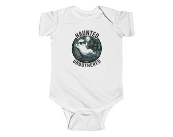 Haunted but Unbothered Ghost Infant Bodysuit | Halloween Baby Onesie