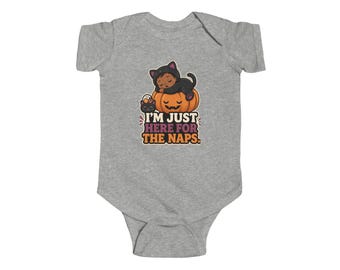 Sleepy Cat Pumpkin Infant Bodysuit | Combed Cotton, Newborn Cuddles
