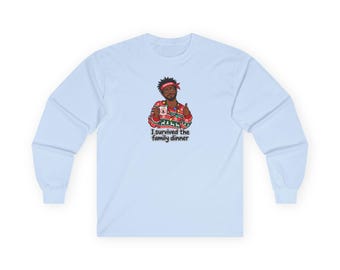 I Survived the Family Dinner Long Sleeve Tee (BM) | Funny Christmas Sweater Design