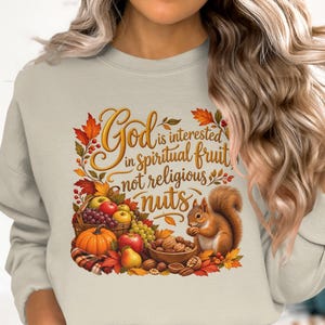 Comfort Colors Christian Fall T-Shirt, Spiritual Fruit Squirrel Graphic Tee, Thanksgiving Harvest Shirt