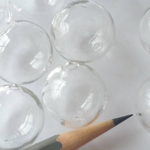 20 Hollow Hand Blown Glass Beads 20mm Etsy