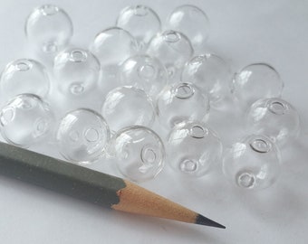100 Hollow Hand Blown Glass Beads 12mm