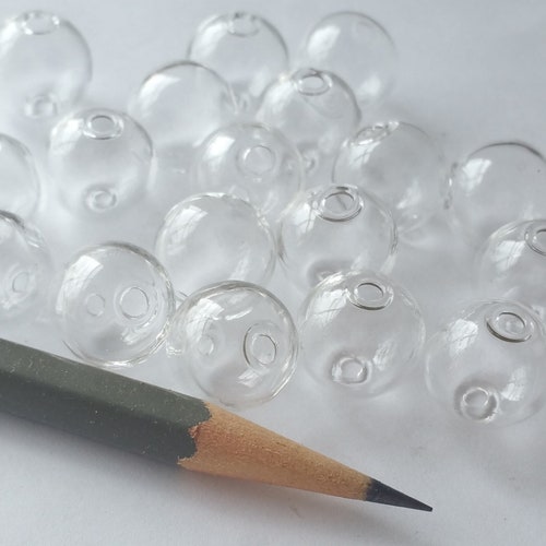20 Hollow Hand Blown Glass Beads 20mm Etsy