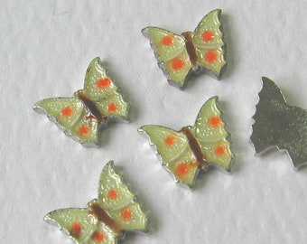 10 Vintage Guilloche Enamel Butterfly Findings