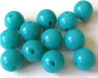 30 Vintage Plastic Turquoise side drilled off set beads or buttons