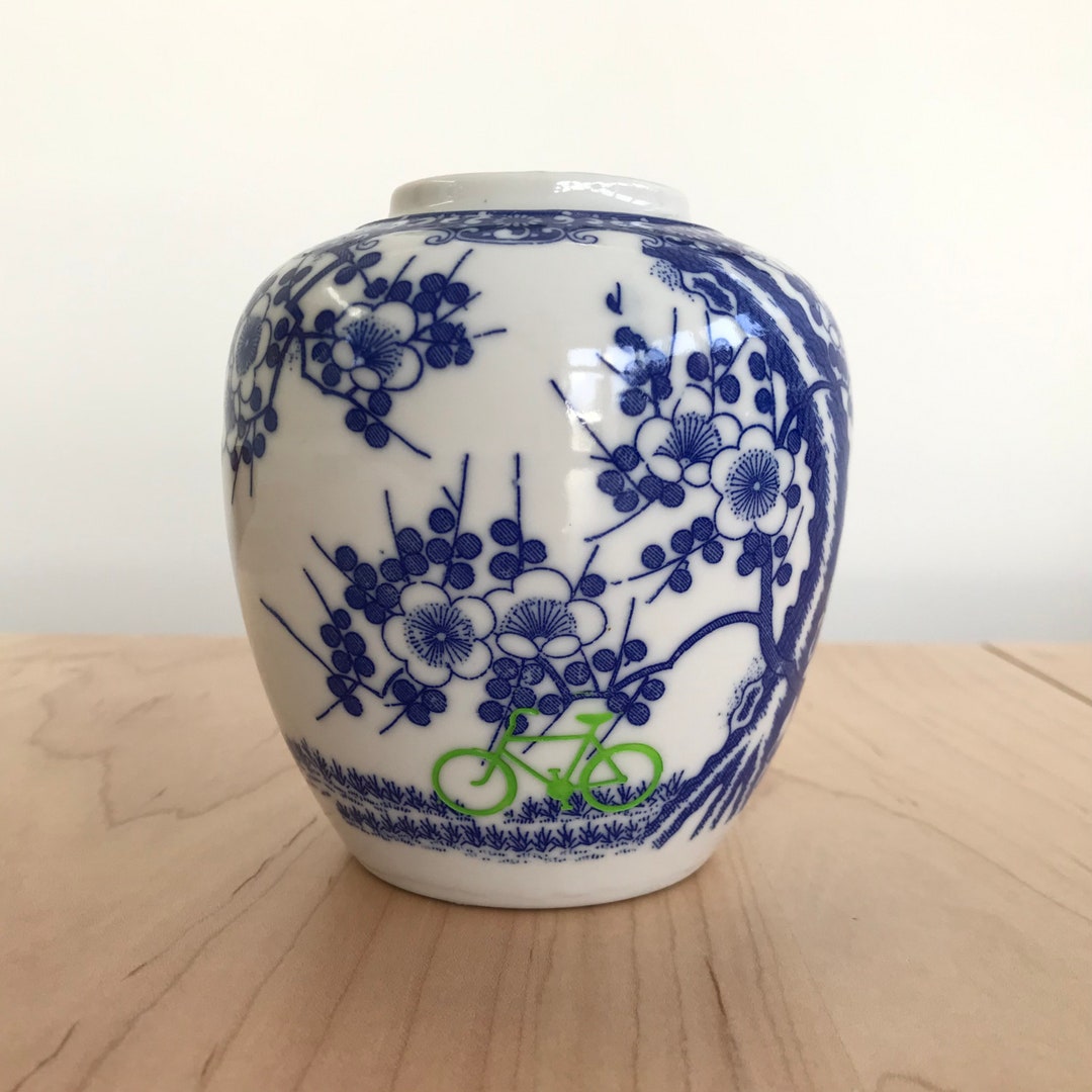 Upcycled Ginger Jar With Bicycle Etsy