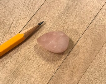 Large faceted pink quartz teardrop bead