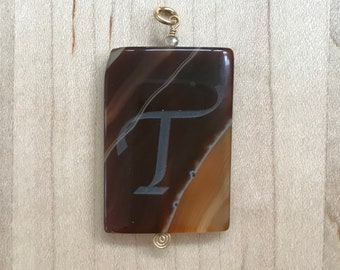 Initial T Agate pendant stone