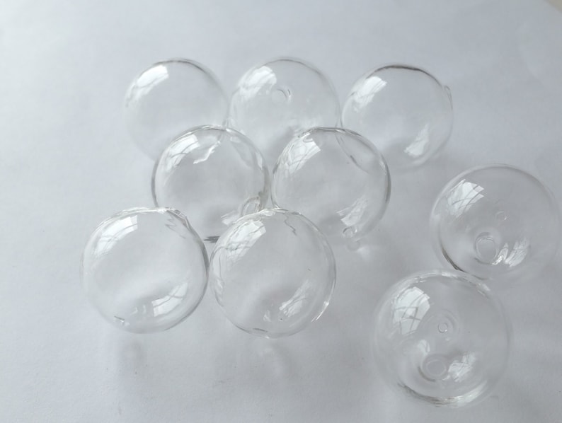 20 Hollow Hand Blown Glass Beads 20mm image 3