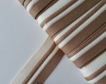 4 yds vintage beige and cream striped braid trim 7/8"