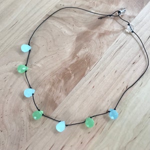 Faceted teardrop blue green necklace