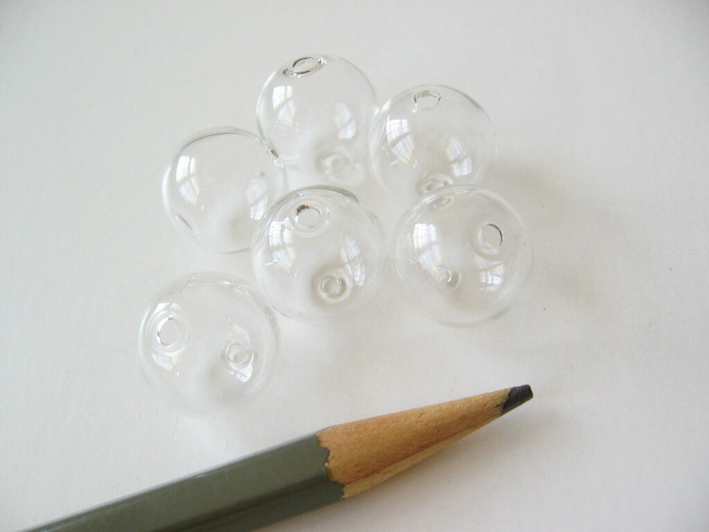 100 Hollow Clear Hand Blown Glass Beads Globe Orb 16mm Etsy